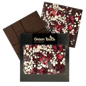 Green Touch czekolada gorzka ciemna 70% z wiśnią i jabłkiem liofilizowanymi 85 g