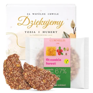 Podziękowanie dla gości upominek ślub wesele komunia chrzest zestaw naturalne ciastko w pudełku z nadrukiem