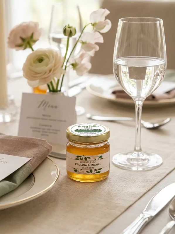 Podziękowania dla gości miód miodek miodki ślub komunia chrzest z etykietą DIY (6).webp