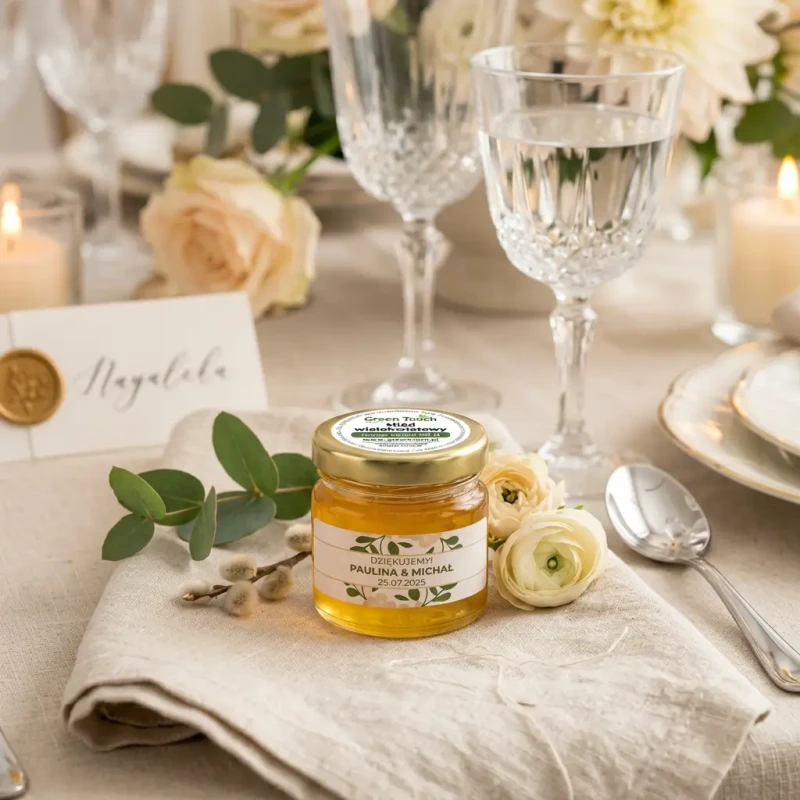 Podziękowania dla gości miód miodek miodki ślub komunia chrzest z etykietą DIY (9).webp