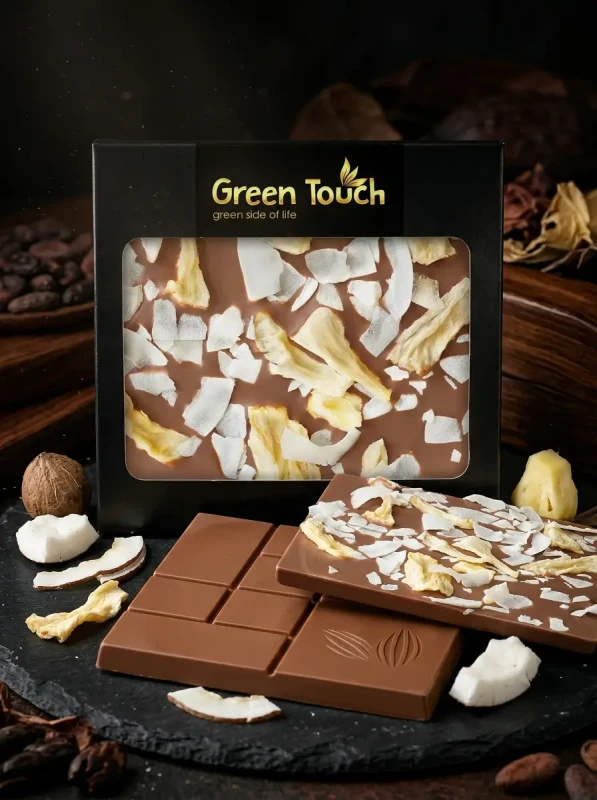 CZEKOLADA MLECZNA ANANAS LIOFILIZOWANY KOKOSOWA 85 g KRAFTOWA Green Touch  (2).webp