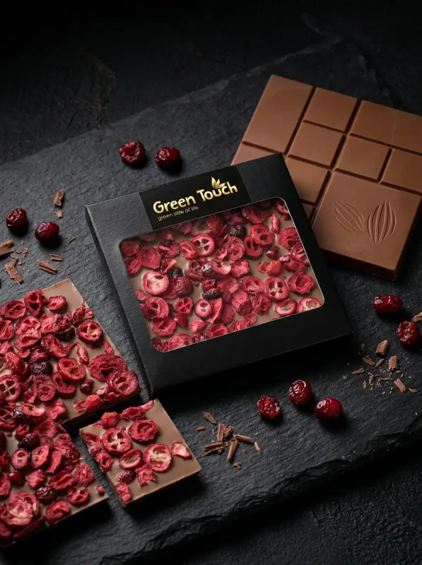 CZEKOLADA MLECZNA ŻURAWINA LIOFILIZOWANA 85 g Z MANUFAKTURY Green Touch  (1).webp