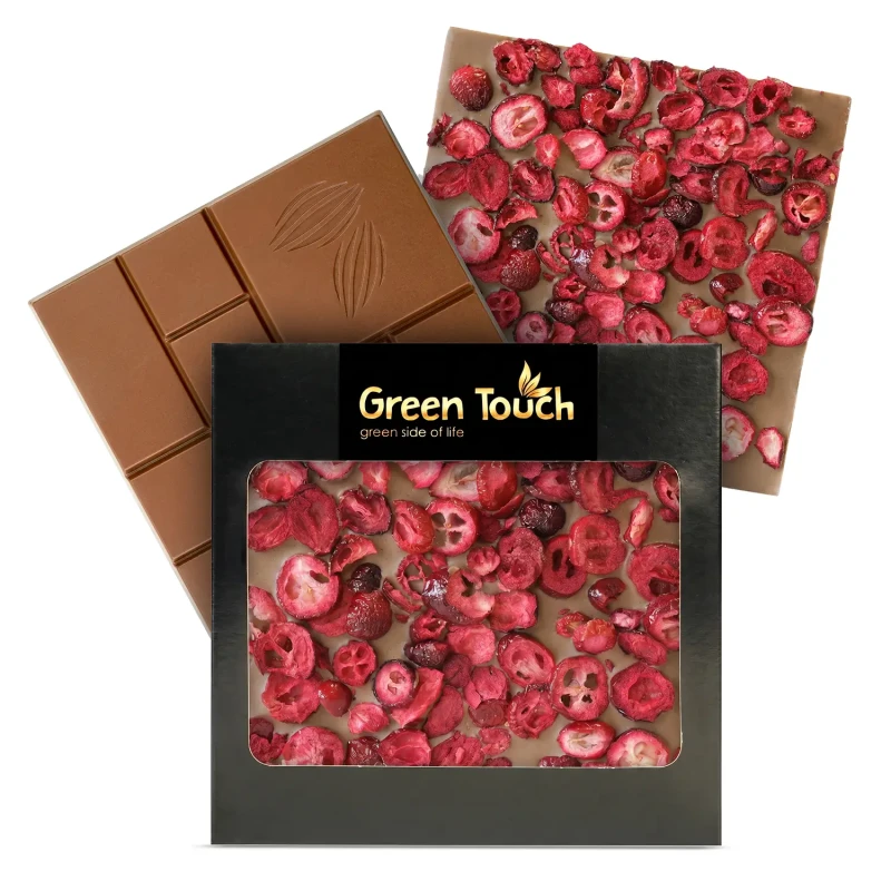 CZEKOLADA MLECZNA ŻURAWINA LIOFILIZOWANA 85 g Z MANUFAKTURY Green Touch  (2).webp