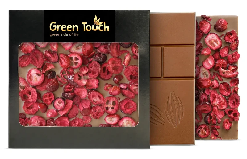 CZEKOLADA MLECZNA ŻURAWINA LIOFILIZOWANA 85 g Z MANUFAKTURY Green Touch  (3).webp