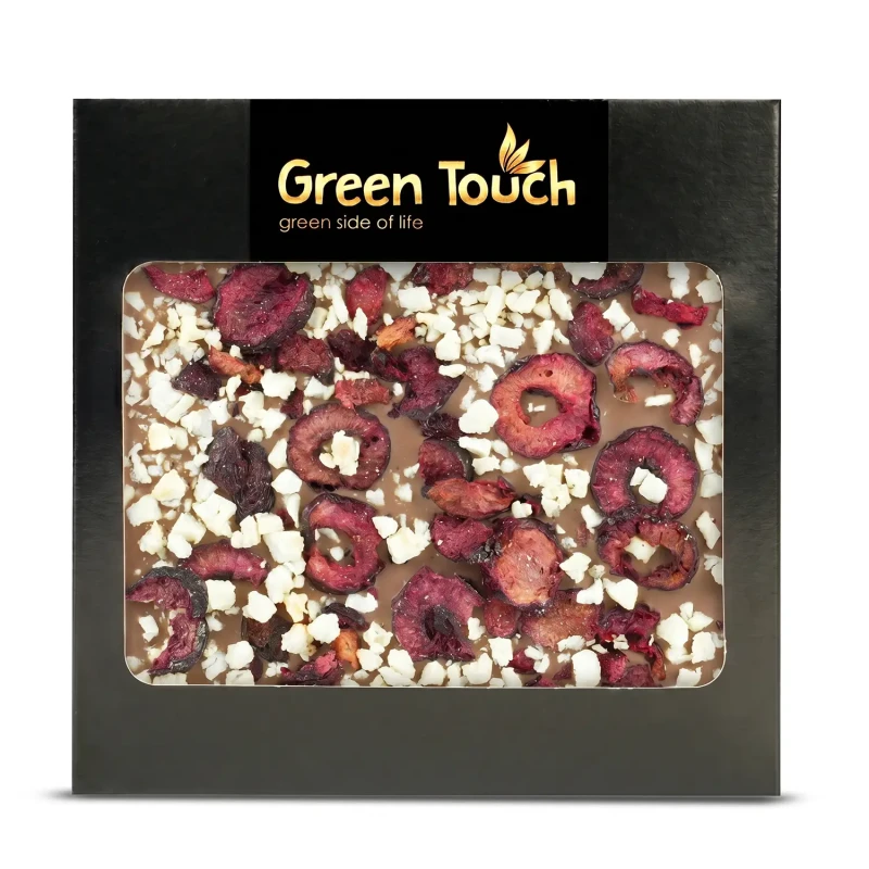 CZEKOLADA MLECZNA WIŚNIA LIOFILIZOWANA I JABŁKO 85 G KRAFT Green Touch  (2).webp