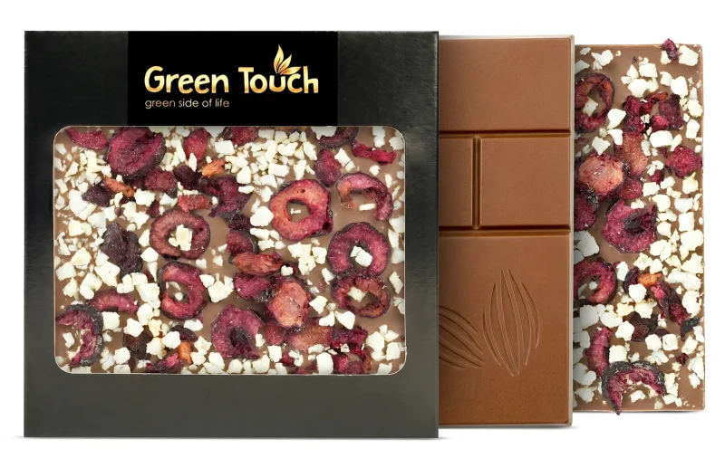 CZEKOLADA MLECZNA WIŚNIA LIOFILIZOWANA I JABŁKO 85 G KRAFT Green Touch  (5).webp