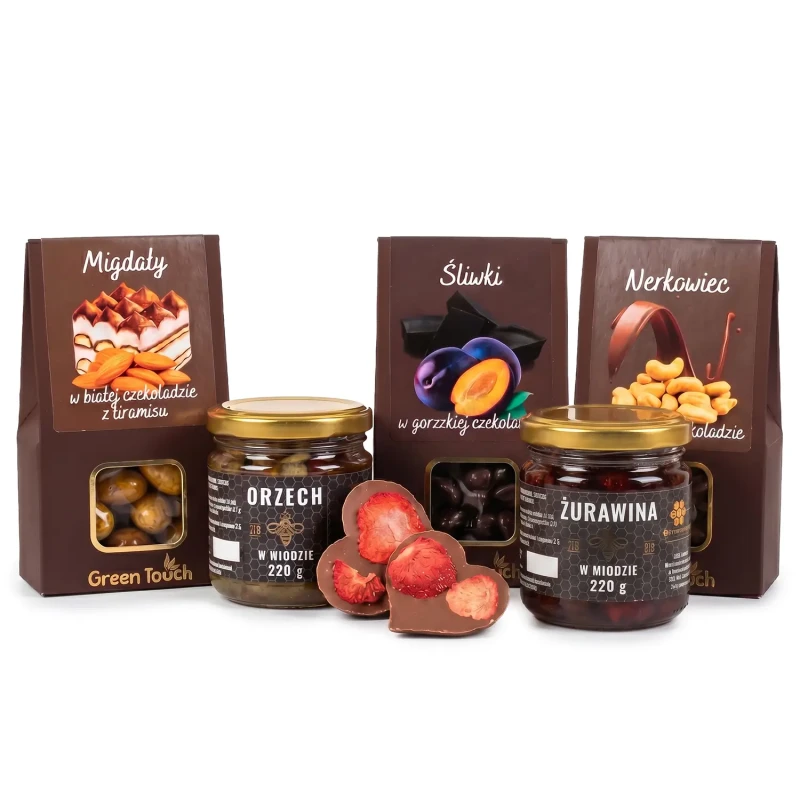 Kosz prezentowy miody i słodycze premium czekolada orzechy box upominek (4).webp