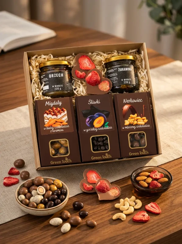 Kosz prezentowy miody i słodycze premium czekolada orzechy box upominek (2).webp