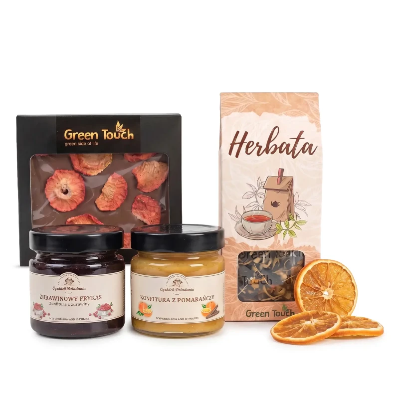 Kosz prezentowy herbata konfitury czekolada naturalne przetwory premium (2).webp