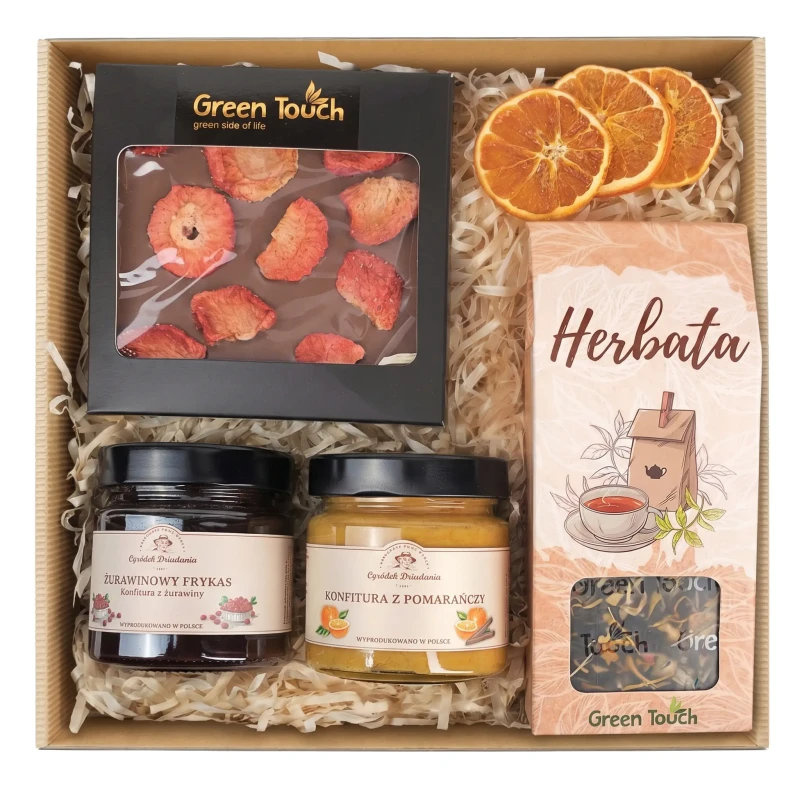 Kosz prezentowy herbata konfitury czekolada naturalne przetwory premium (3).webp