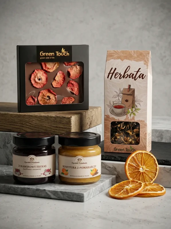 Kosz prezentowy herbata konfitury czekolada naturalne przetwory premium (4).webp