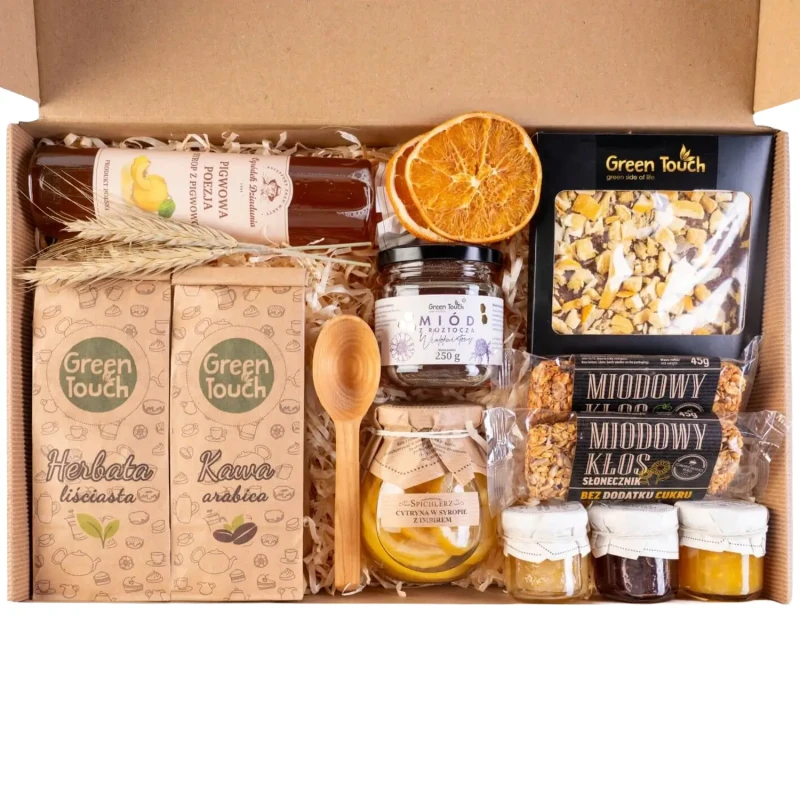 Mega zestaw prezentowy duży kosz box polski herbata kawa miód syrop cytryny (1).webp