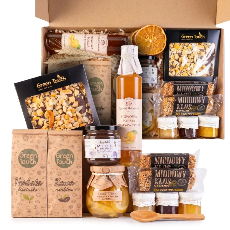 Mega zestaw prezentowy duży kosz box polski herbata kawa miód syrop cytryny (5).webp