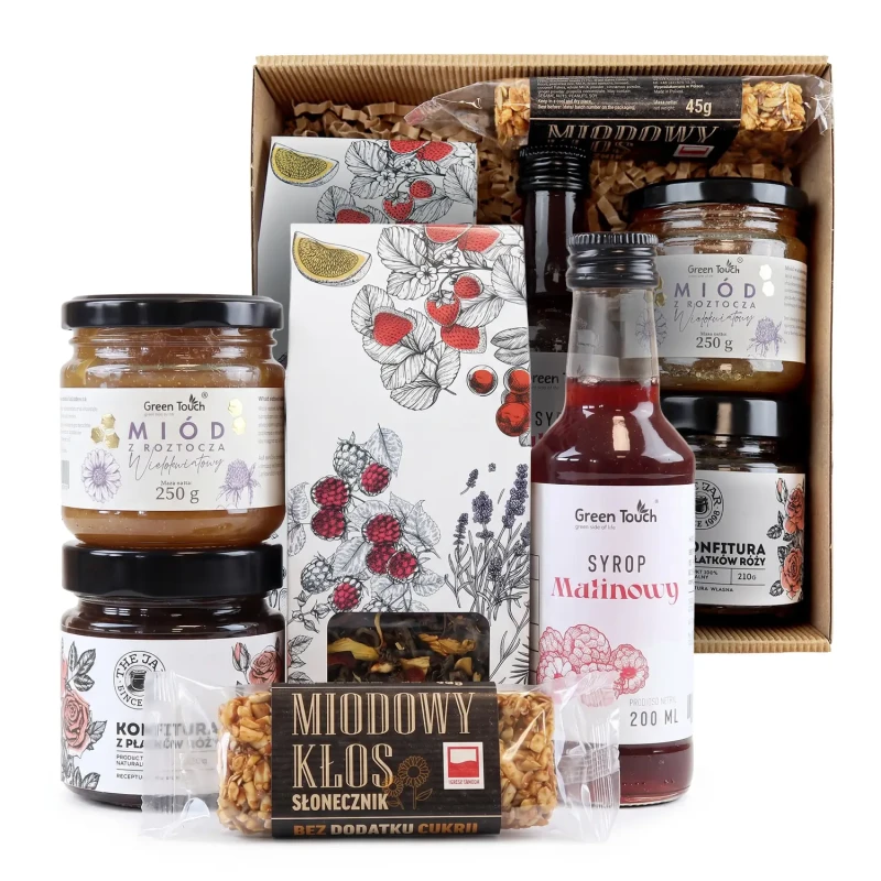 Zestaw prezentowy naturalny prezent podziękowanie herbata miód przetwory (2).webp