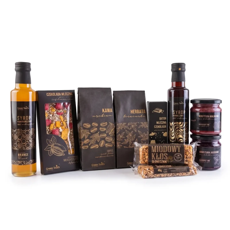 Mega zestaw prezentowy duży kosz box herbata kawa słodycze przetwory syropy (5).webp