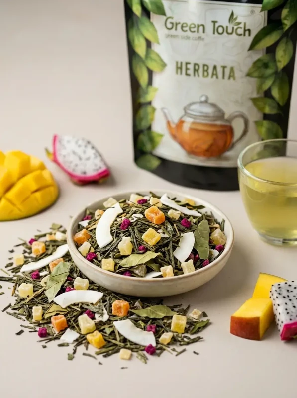 Herbata zielona SENCHA PARADISE 50 g ŚWIEŻA MANGO ANANAS KOKOS TROPIKALNA 2.webp