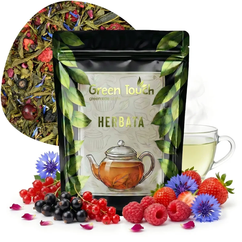 Herbata zielona Berry Fusion 50 g herbata Sencha owoce leśne malina truskawka porzeczka.webp