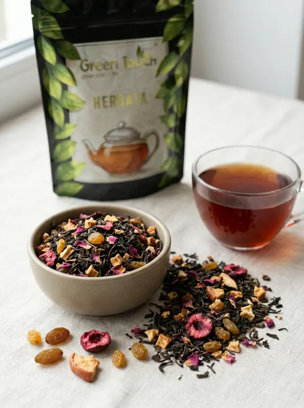 Herbata czerwona PU ERH WIŚNIOWA 50 g WIŚNIA JABŁKO OWOCOWA ORZEŹWIAJĄCA.webp