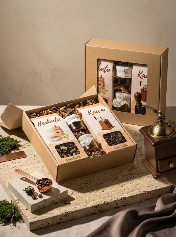 Zestaw prezentowy z herbatą i kawą, miód na prezent box. Naturalny upominek, prezent uniwersalny (2).webp