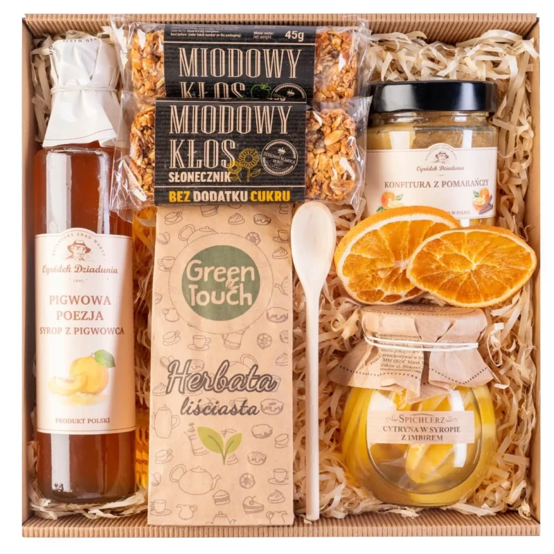 Kosz box prezentowy prezent upominek herbata batony konfitura syrop zdrowy (1).webp