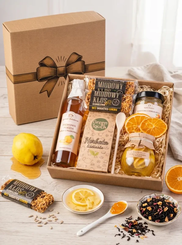 Kosz box prezentowy prezent upominek herbata batony konfitura syrop zdrowy (3).webp
