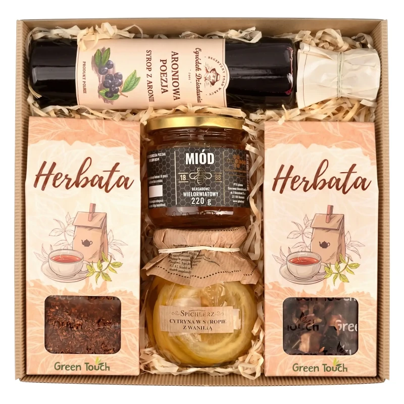 Kosz prezentowy z przetworami, herbatą rooibos i hibiskusem (1).webp