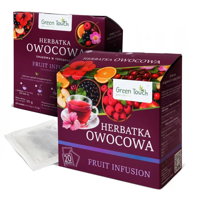 Herbata owocowa wiśnia pomarańcza hibiskus 36% owoców 20 saszetek torebek
