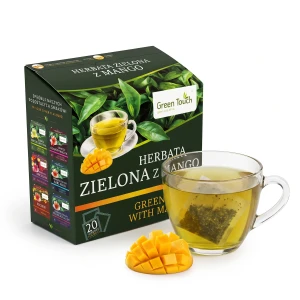 Herbata zielona z mango liściasta ekspresowa 20 torebek saszetek premium