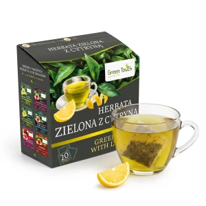 Herbata zielona z cytryną liściasta ekspresowa 20 torebek saszetek premium