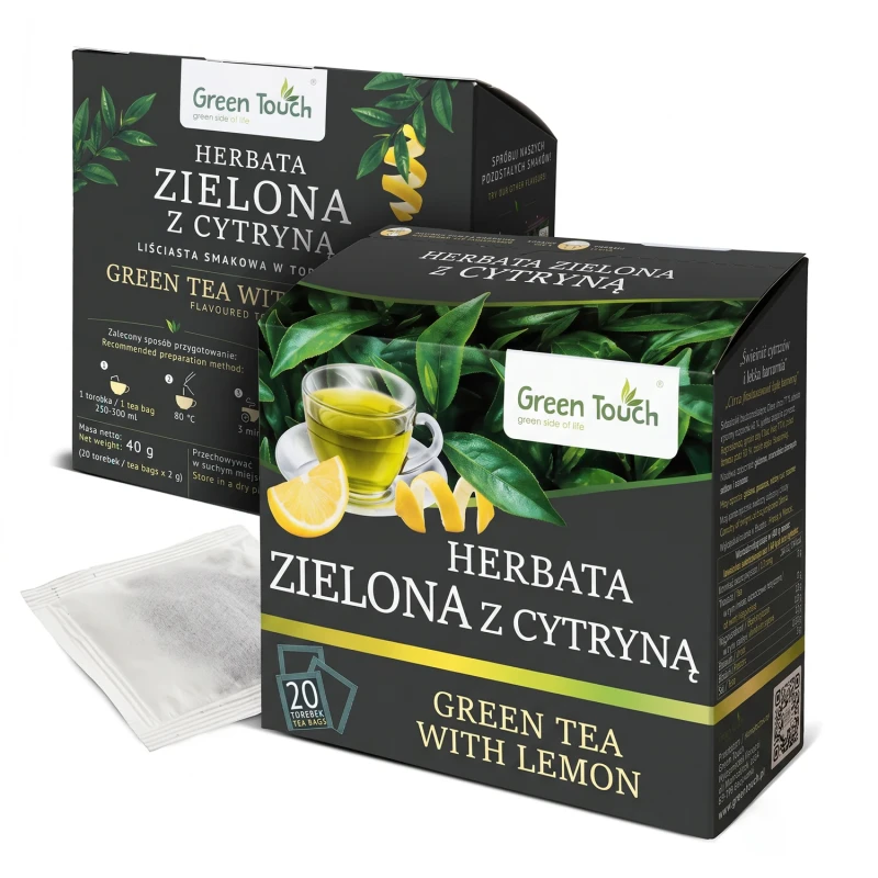Herbata zielona z cytryną liściasta ekspresowa 20 torebek saszetek premium