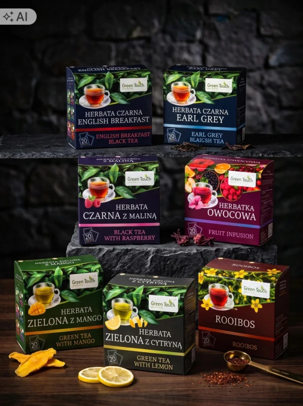 Zestaw 7 herbat 140 torebek w saszetkach czarna zielona owocowa rooibos