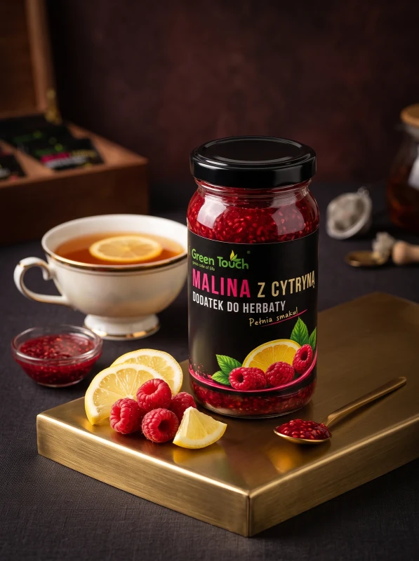 Malina z cytryną - dodatek do herbaty syrop malinowy  300 g - Green Touch