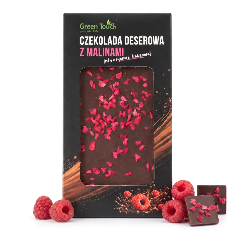 Czekolada deserowa z malinami liofilizowanymi 50 g - Green Touch