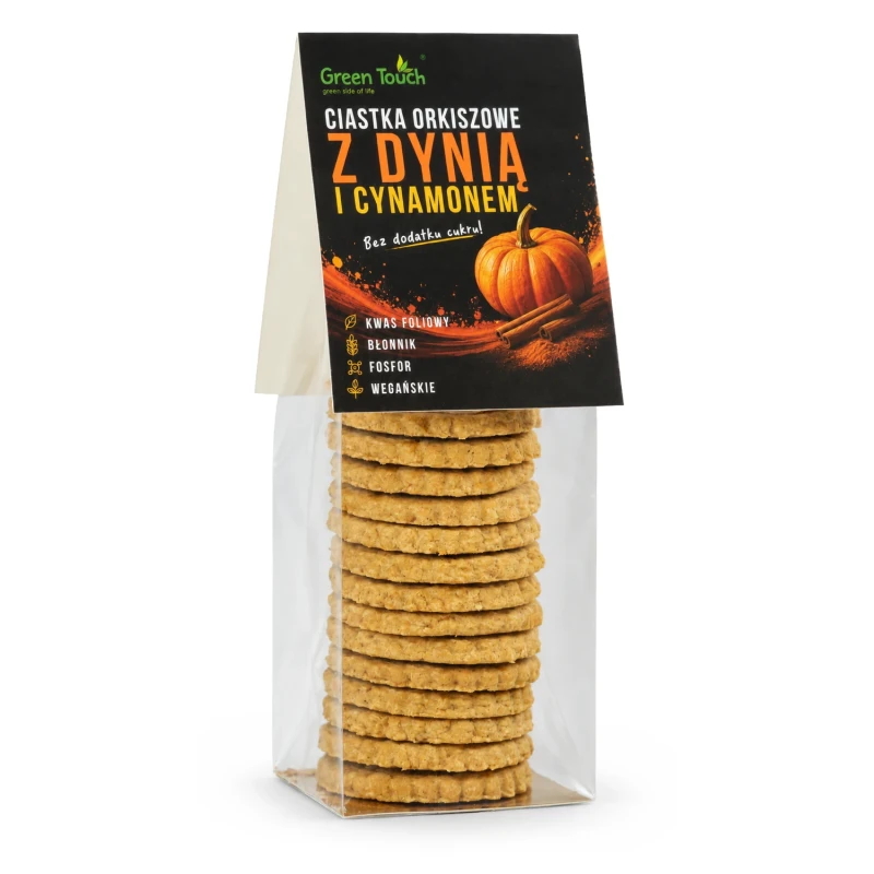 Ciastka orkiszowe z dynią i cynamonem 100 g, bez dodatku cukru - Green Touch