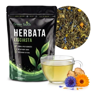 Herbata zielona Poranna Aura 50 g jabłko suszone, nagietek z bławatkiem