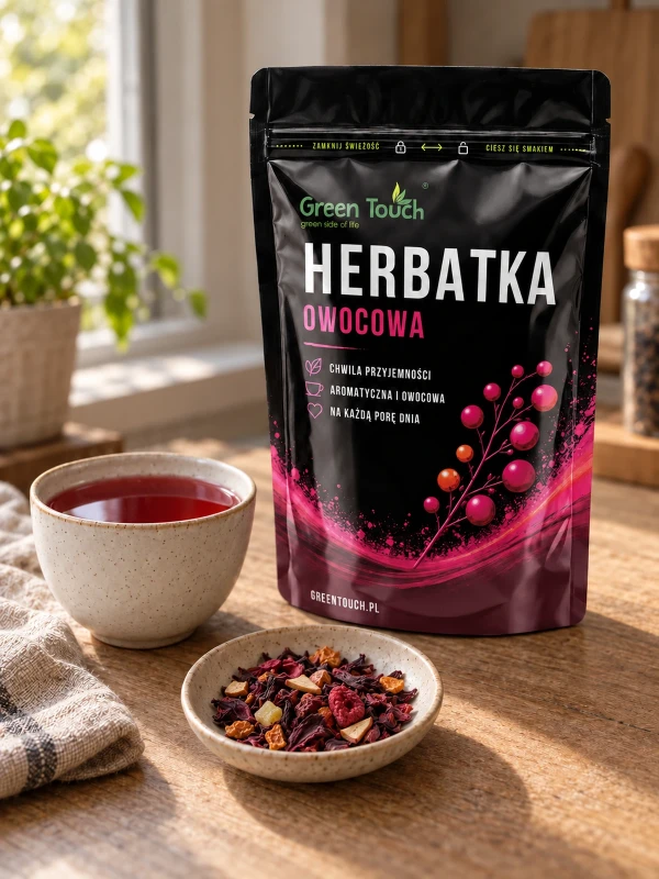 Herbata owocowa Kolorowa Rozkosz 100 g napar malina liofilizowana herbatka