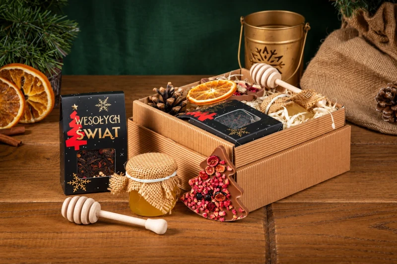 Prezent na święta mikołajki herbata czekolada box