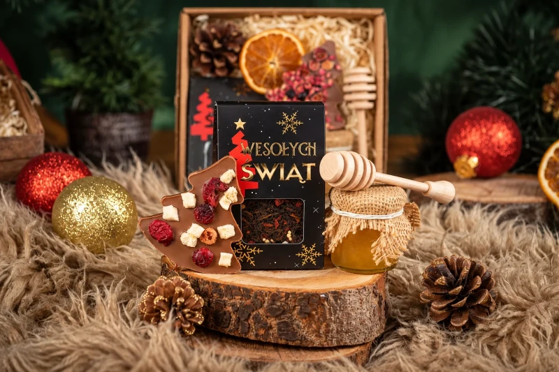 Prezent na święta mikołajki herbata czekolada box