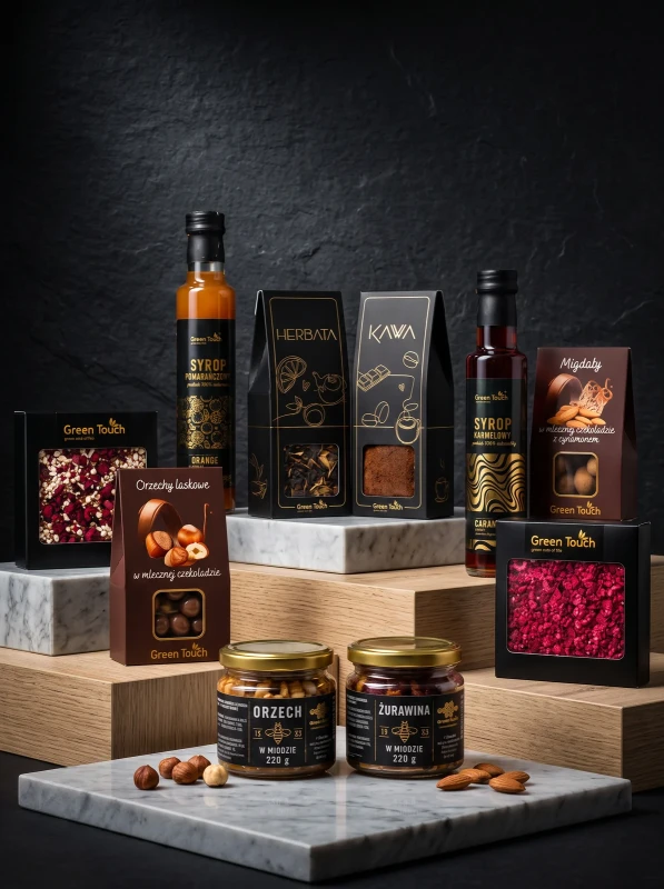 Skrzynka prezentowa deluxe z herbatą, kawą i czekoladami — prezent z Twoją dedykacją