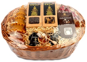 Kosz prezentowy świąteczny prezent kawa, herbata, świeca