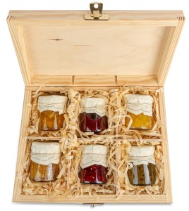 Zestaw konfitur na prezent w skrzynce 6x40g