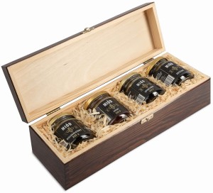 Zestaw miodów premium w skrzynce z grawerem na prezent podziękowania