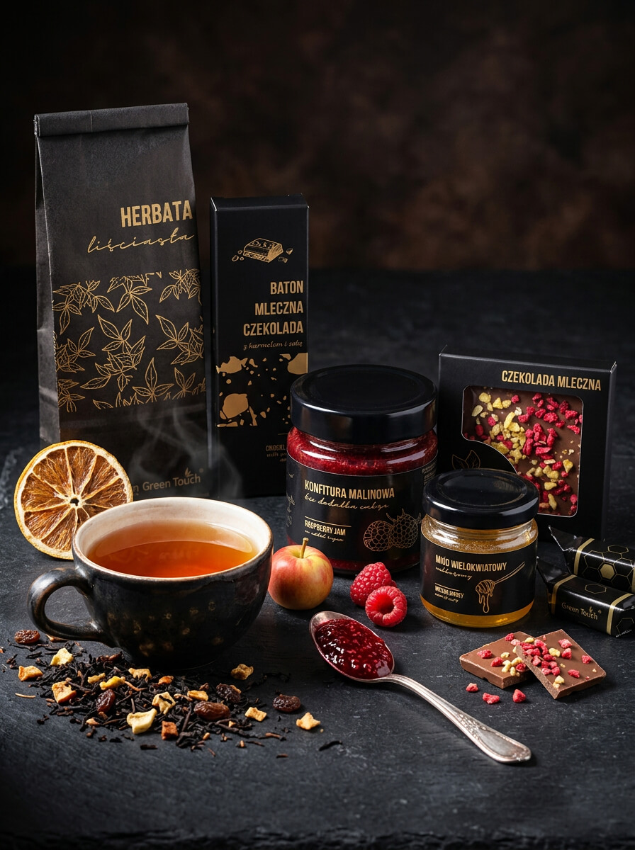 ELEGANCKI PREZENT PREMIUM ZESTAW SŁODYCZE HERBATA MIÓD KONFITURA KRAFTOWE (2).jpeg