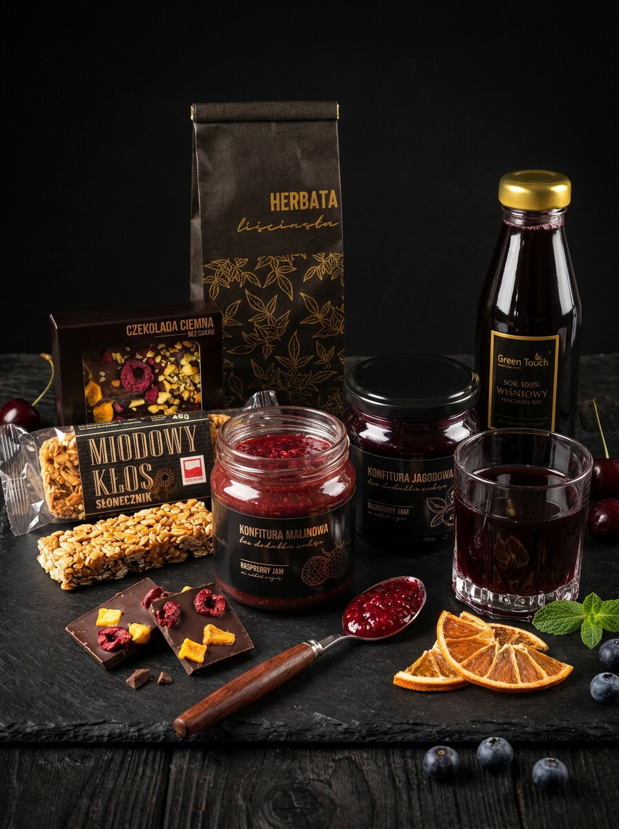 ZESTAW KOSZ PREZENTOWY SŁODYCZE BEZ DODATKU CUKRU PREZENT HERBATA CZEKOLADA (2).jpeg