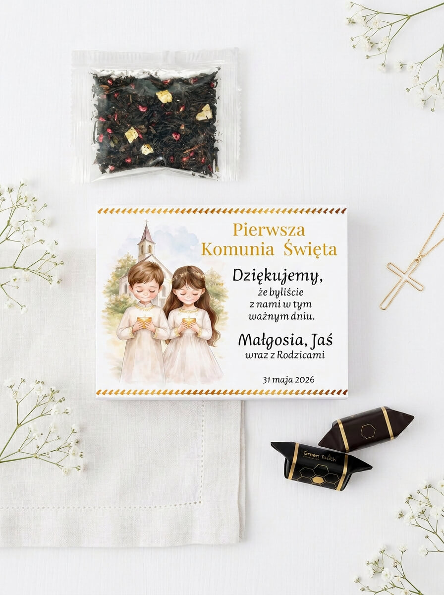 Podziękowanie dla gości upominek ślub wesele komunia chrzest zestaw herbata krówki z nadrukiem (2).jpeg