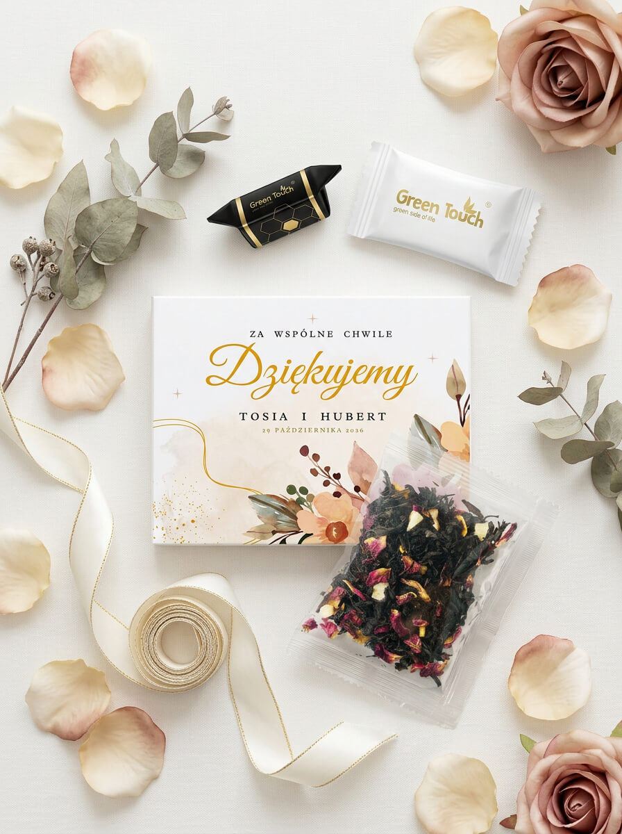 Podziękowanie dla gości upominek ślub wesele komunia chrzest zestaw herbata krówka czekolada w pudełku z nadrukiem (2).jpeg