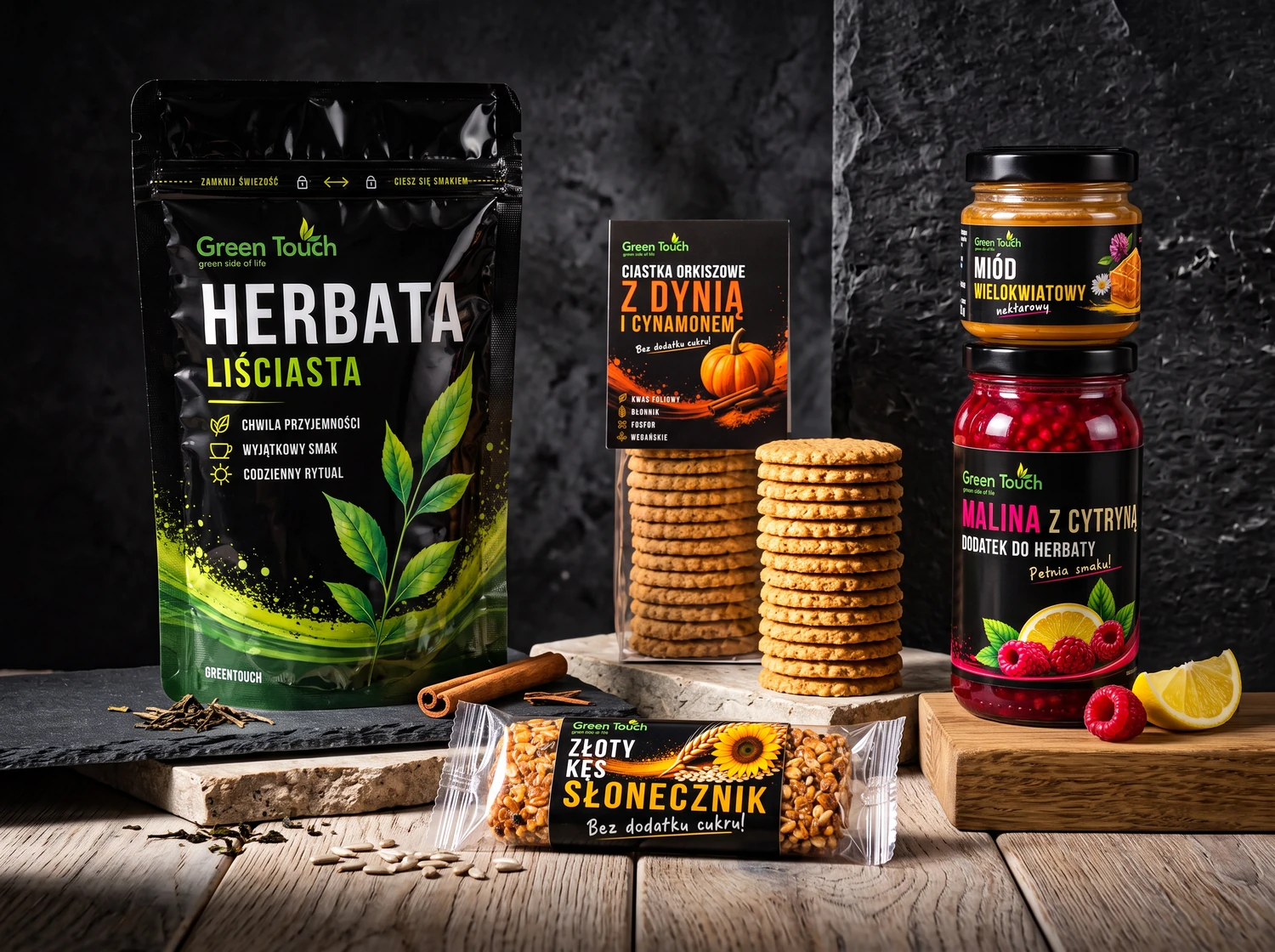 Herbata, miód, malina i przekąski w zestawie prezentowym BX02