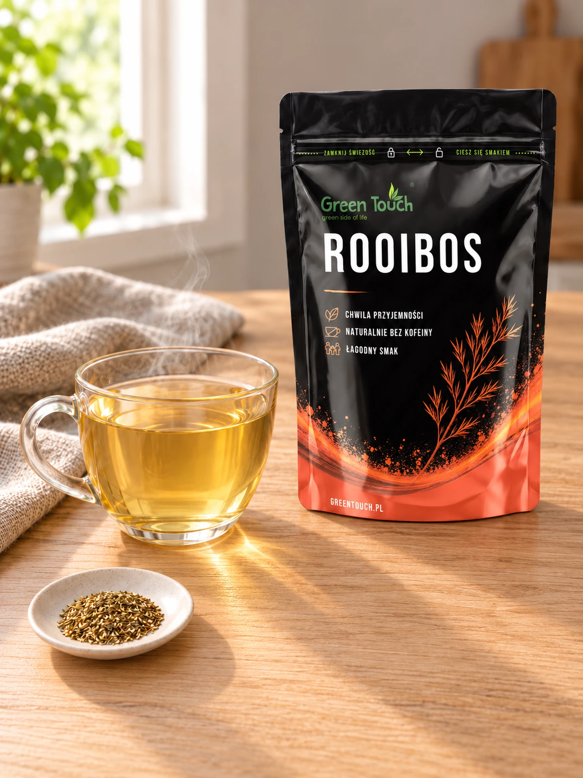 Greenbosh - torebka rooibosu i filiżanka naparu