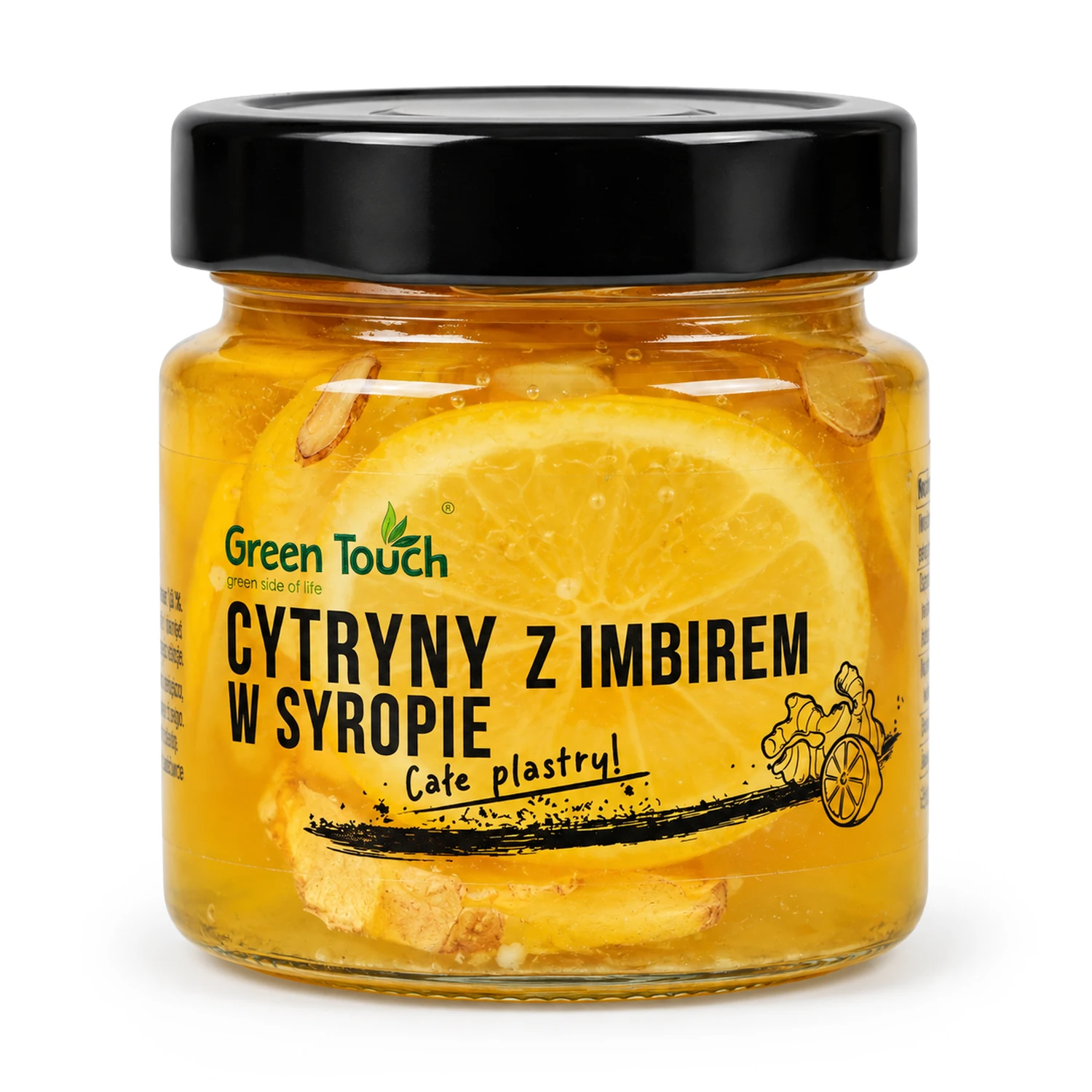 Słoik na białym tle — Cytryny z imbirem w syropie 200 g - Green Touch
