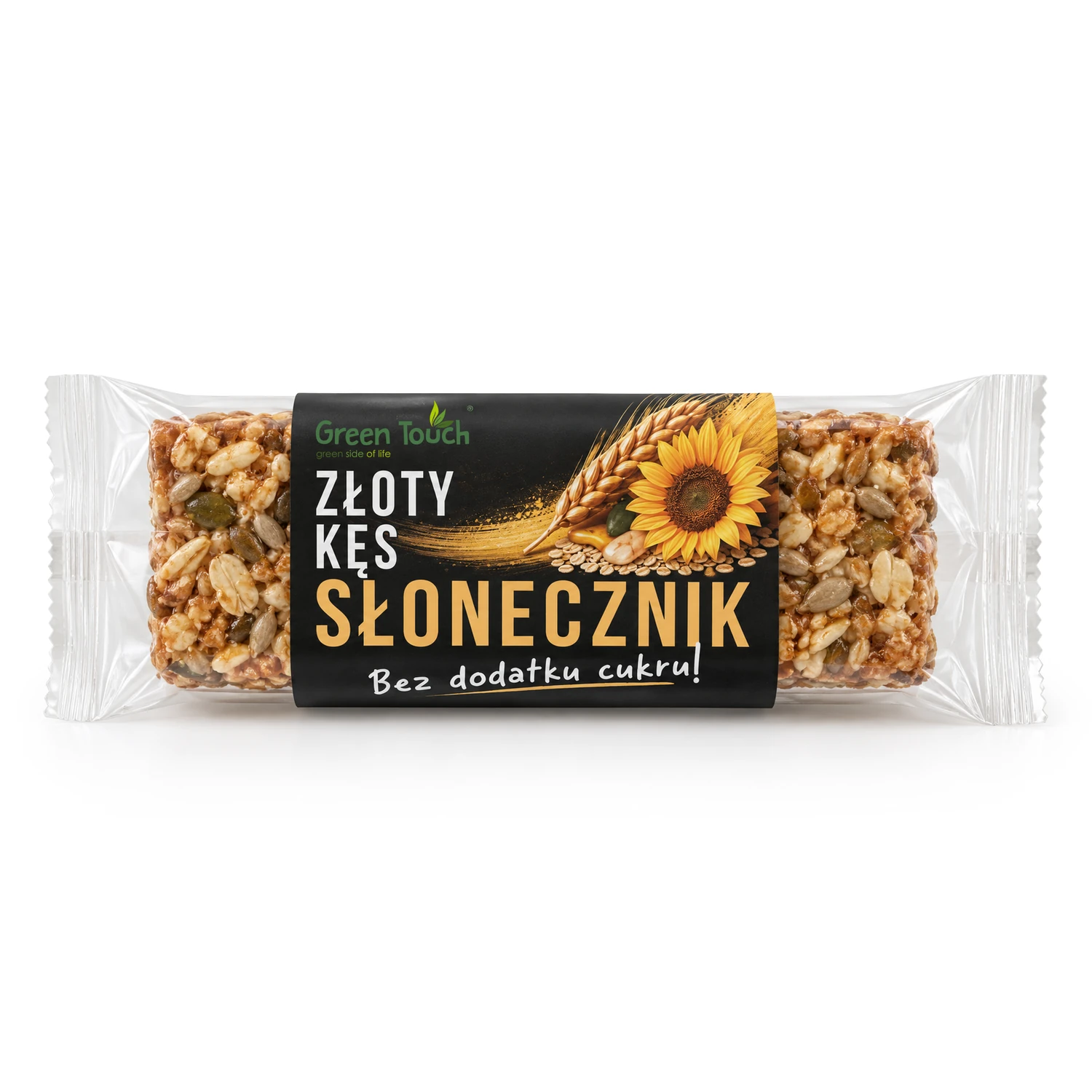 Opakowanie na białym tle — Złoty Kęs Słonecznik - baton zbożowy 45 g - Green Touch